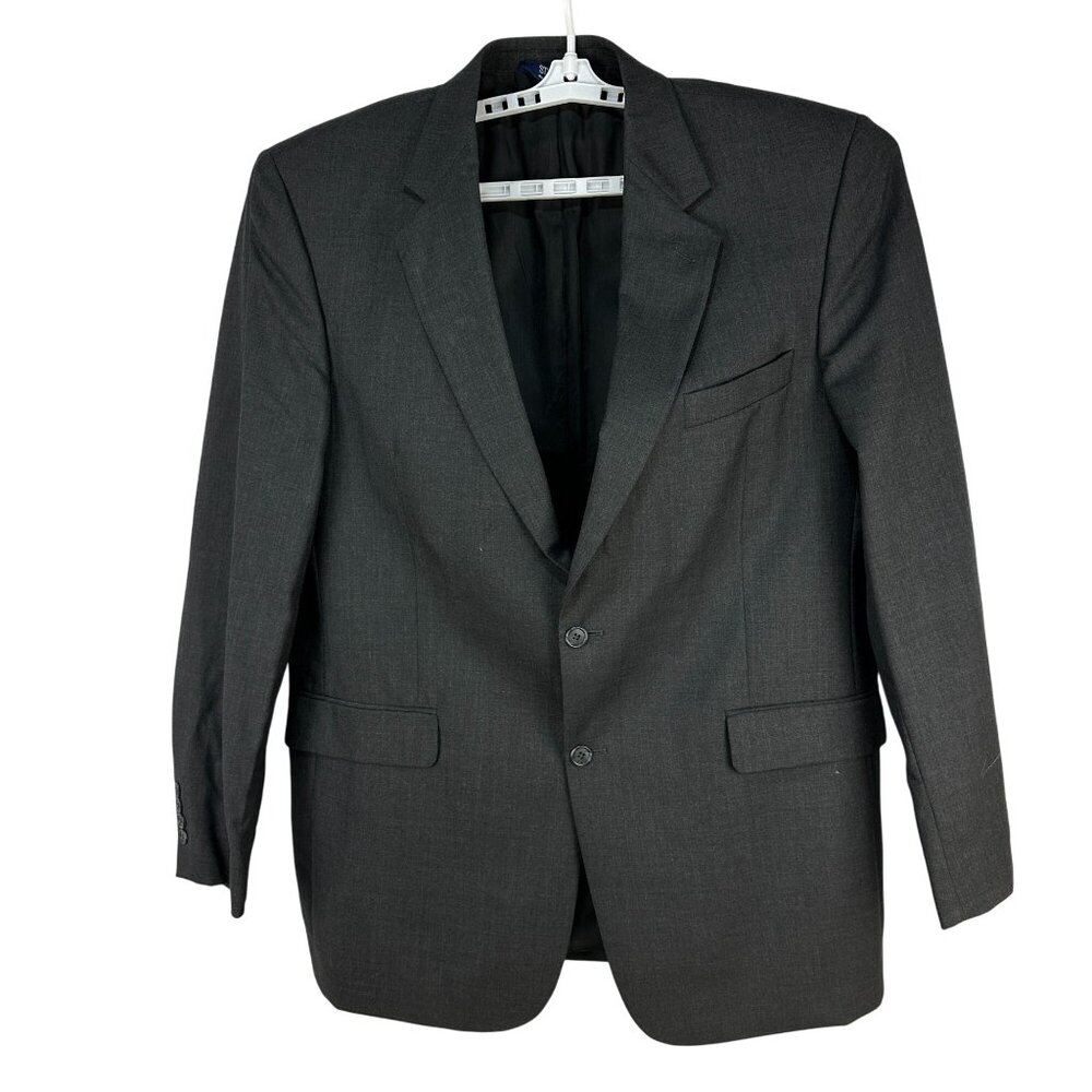 Stafford Mens Suit Jacket 46L Classic Fit 2 Button Wool Blend Charcoal Gray